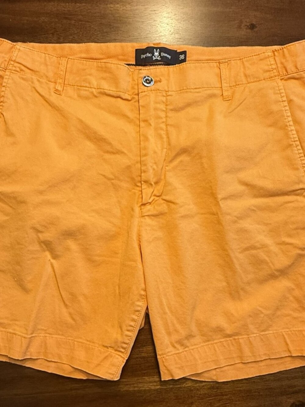 Orange Psycho Bunny Flat Front Chino Shorts Men's Size 36